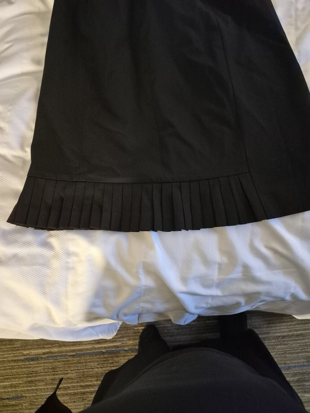 Valerie Stevens Black A-Line Skirt with Pleated Hem - Picture 3 of 7